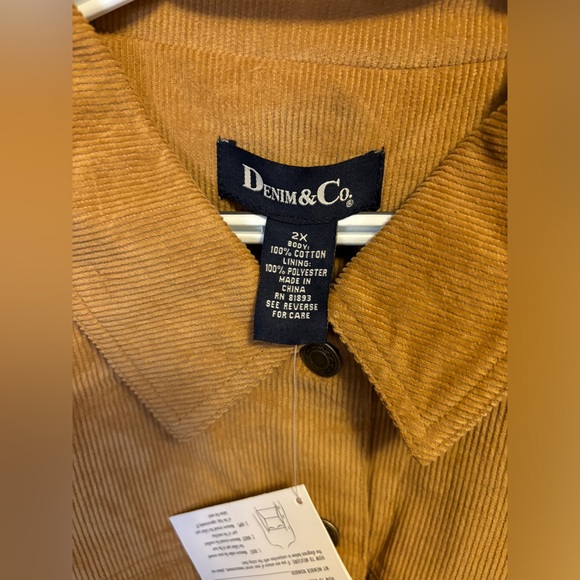 Denim & Co corduroy camel button down jacket women’s 2X NWT - Picture 4 of 8